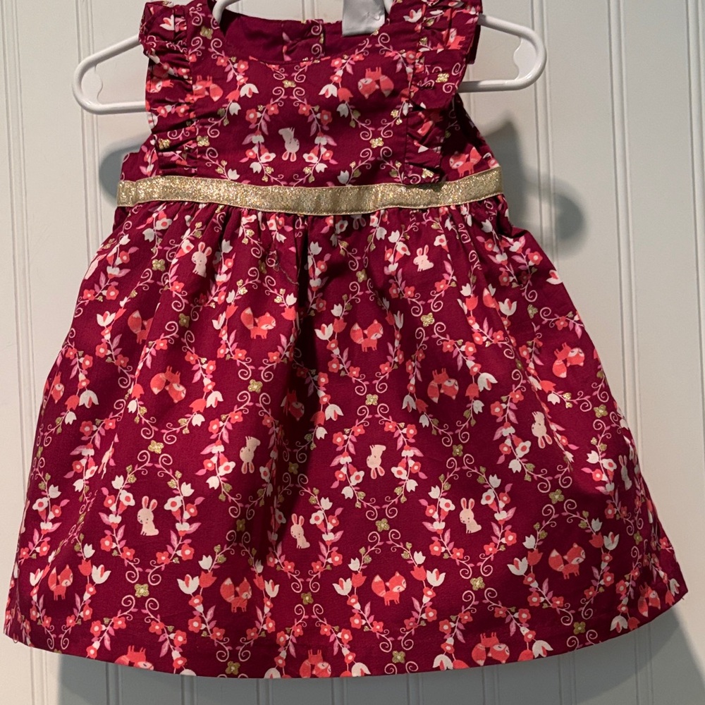 NWT Gymboree Burgundy Baby Dress with Gold Trim